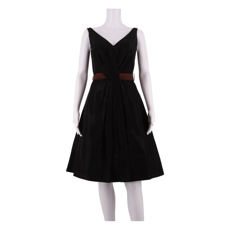 LAURA ASHLEY Womens A-Line Dress Black Sleeveless Knee Length UK 8