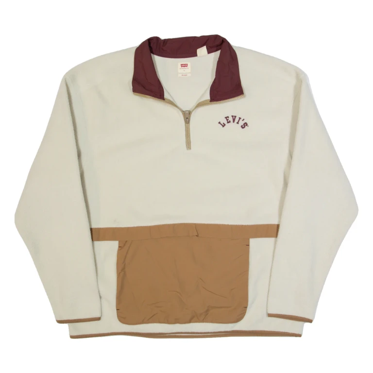 LEVI'S Relaxed Fit Womens Fleece Jacket Cream L