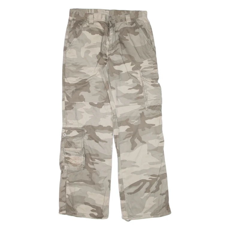 AUTHENTIC STYLE Cargo Camo Womens Trousers Green Loose Straight W32 L32