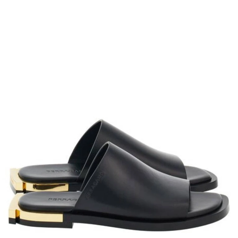 Ferragamo Aline Nappa Leather Slide Sandals, Size 7 C