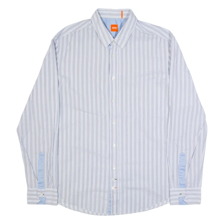 BOSS HUGO BOSS Mens Shirt Grey Striped Long Sleeve XL