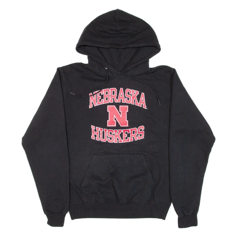 CHAMPION Nebraska Huskers Mens Black Hoodie USA S