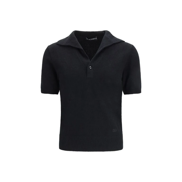 Black Cotton Polo Shirt - Men