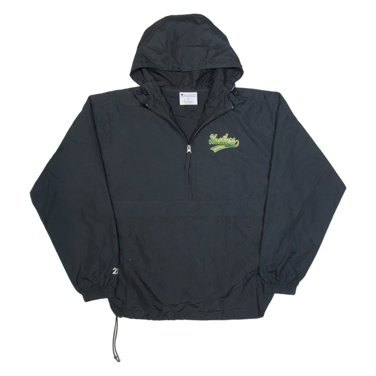 CHAMPION Saskatoon Hustlers Mens Anorak Jacket Black USA Hooded M