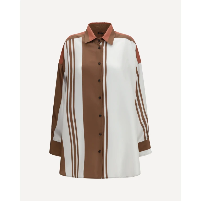 Long striped silk Shirt Female 48