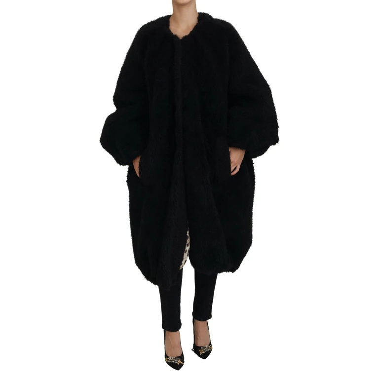 Dolce & Gabbana Black Cashmere Blend Faux Fur Coat Jacket Clothing - Women