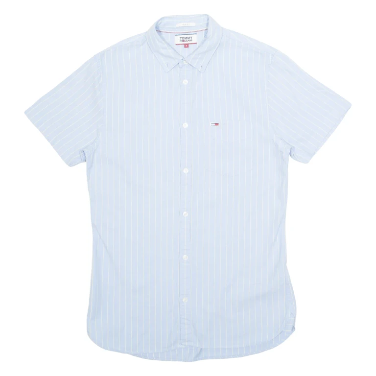 TOMMY HILFIGER Slim Fit Mens Shirt Blue Pinstripe S