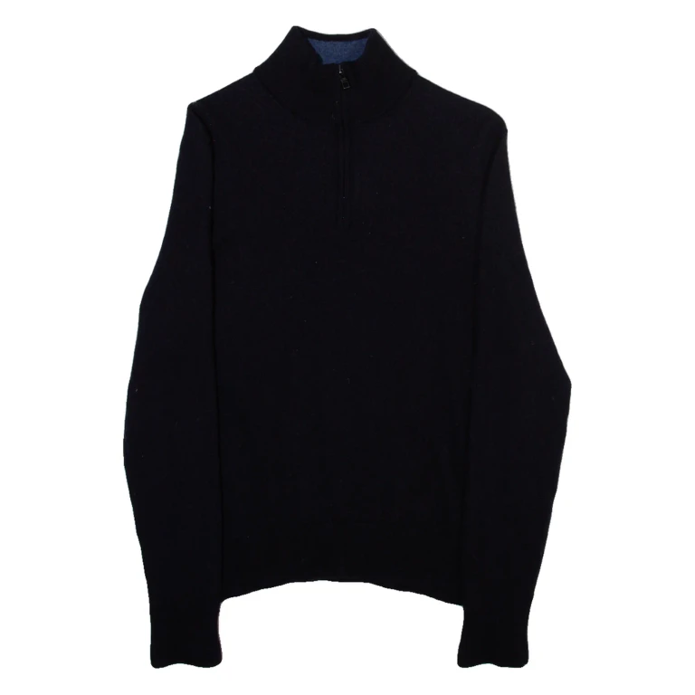 TED BAKER Mens Jumper Blue 1/4 Zip Tight Knit S