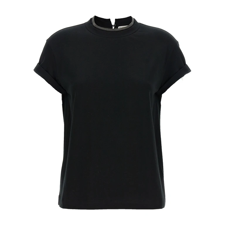 Brunello Cucinelli Black Cotton T-Shirt - Women