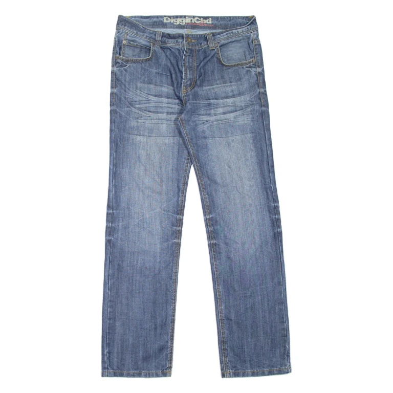 CLOCKHOUSE Mens Jeans Blue Regular Straight Stone Wash W32 L32