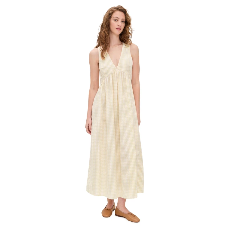 FAITHFULL Lune Midi Dress Butter Textured Gingham 8