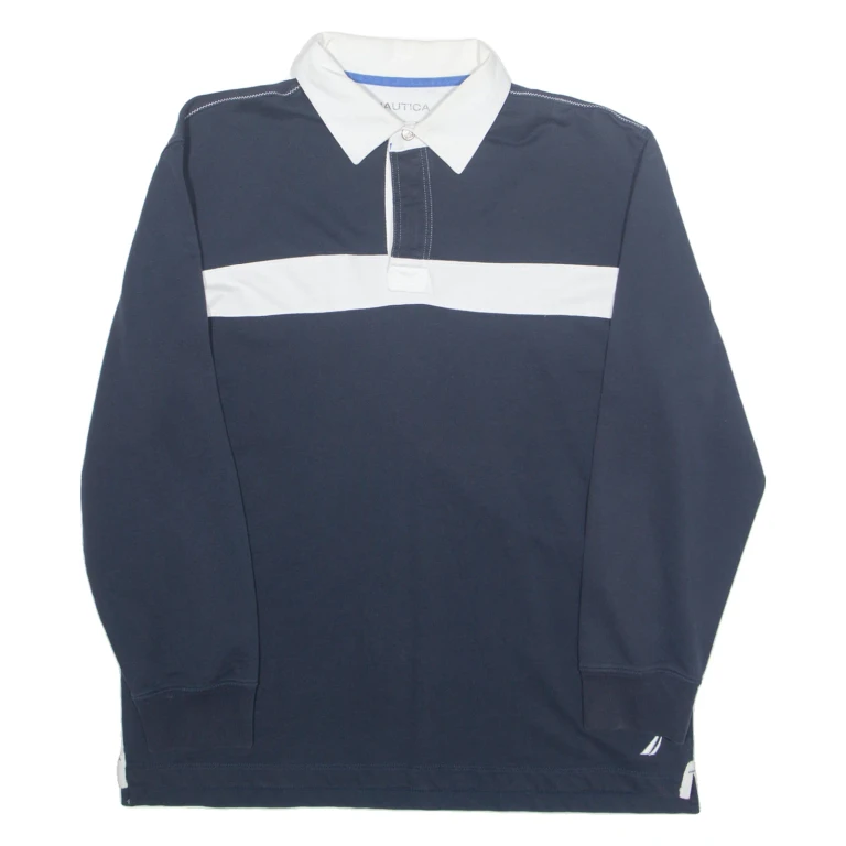 NAUTICA Mens Polo Shirt Blue Long Sleeve M