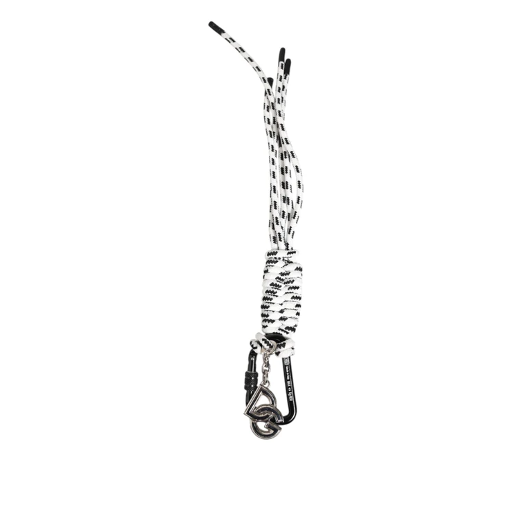 Dolce & Gabbana Black White Polyester Tape String Dg Logo Keychain Keyring Pvc Accessory - Men