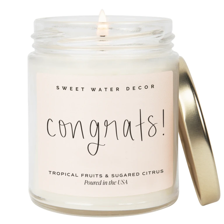 Congrats! Soy Candle - Clear Jar - 9 oz (Island AIr)
