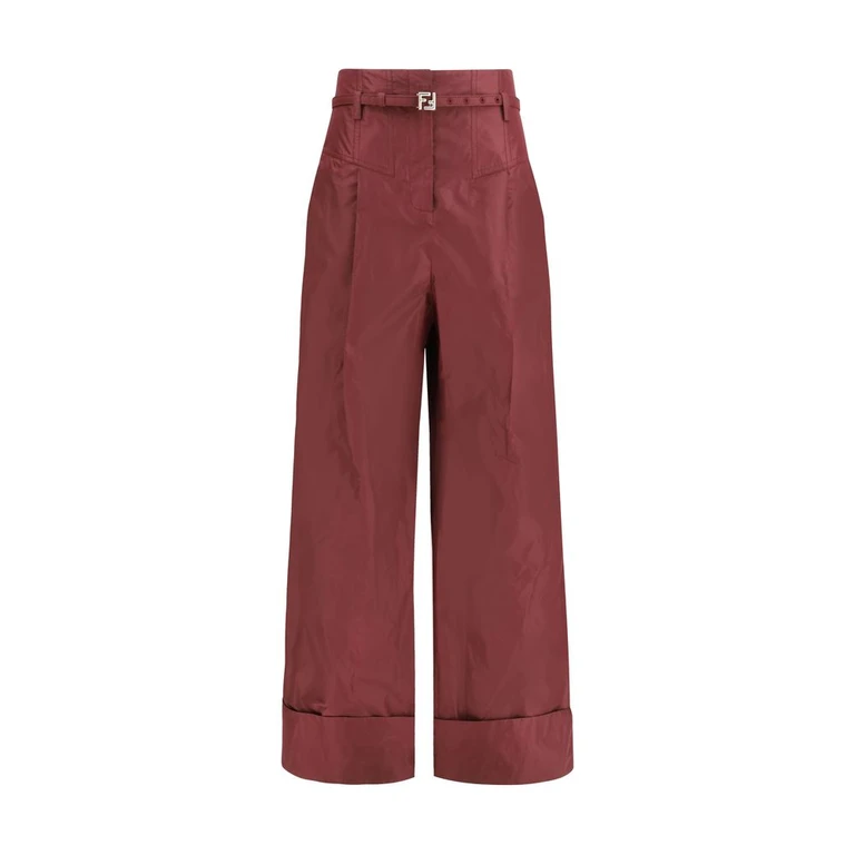 Fendi Bordeaux Silk Casual Pants - Women