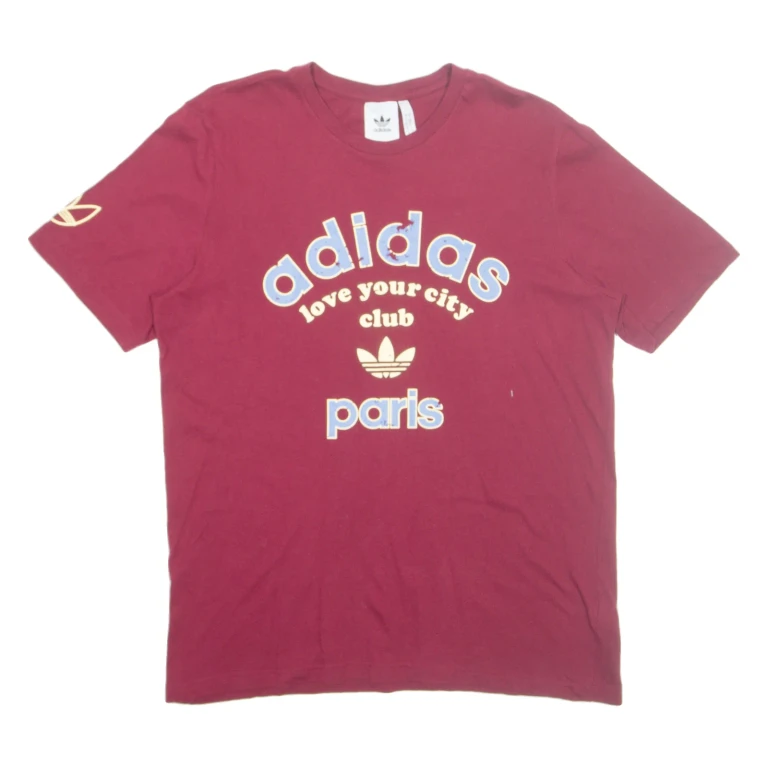 ADIDAS Paris Mens T-Shirt Maroon L
