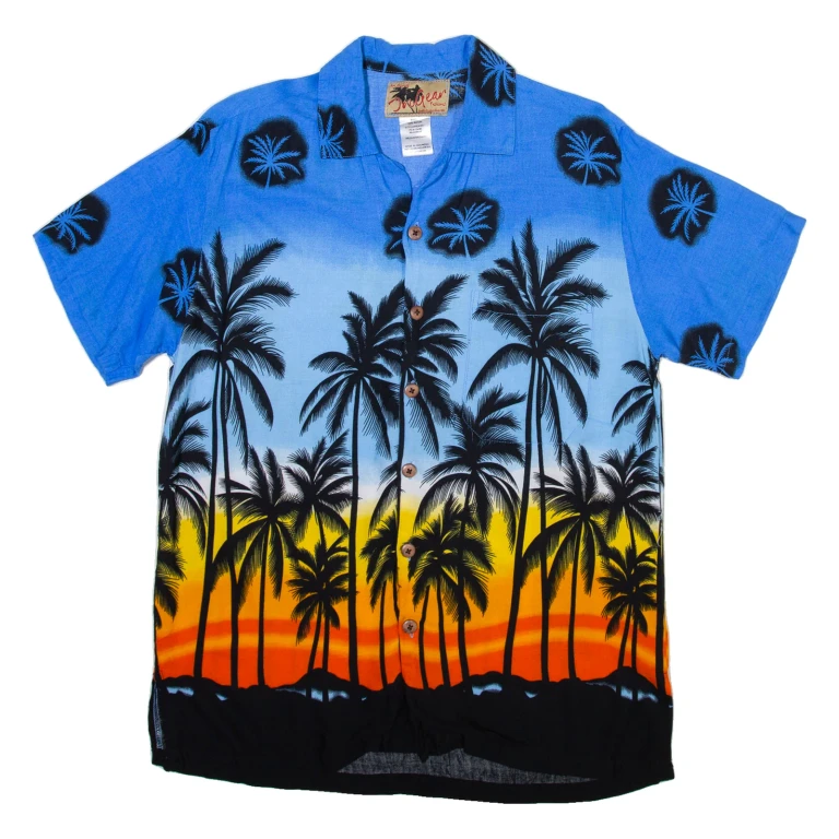 ON GEAR Mens Hawaiian Shirt Blue Floral M