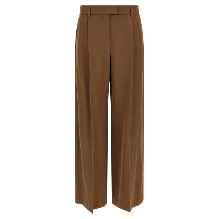 Brunello Cucinelli Brown Virgin Wool Casual Pants - Women