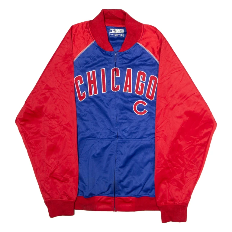 MLB Chicago Cubs Mens Track Jacket Blue Colourblock L