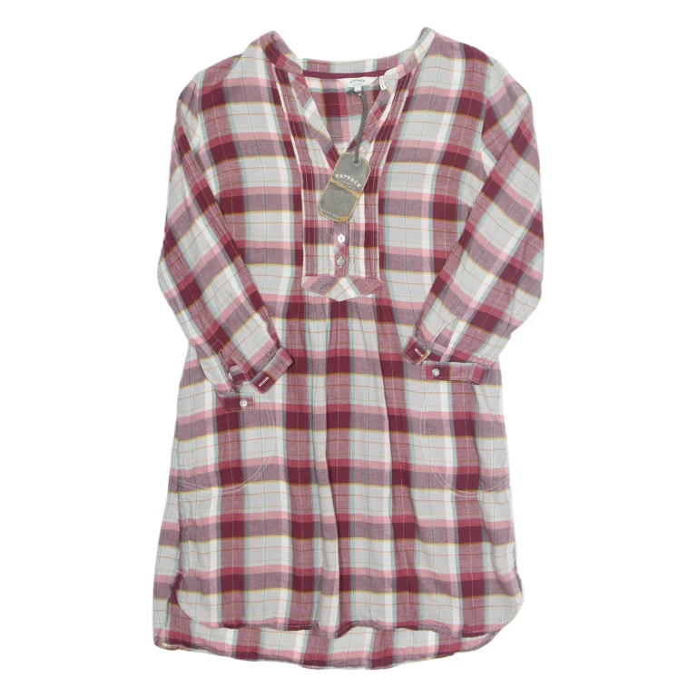 FAT FACE Womens Shirt Dress Red Plaid Knee Length UK 10