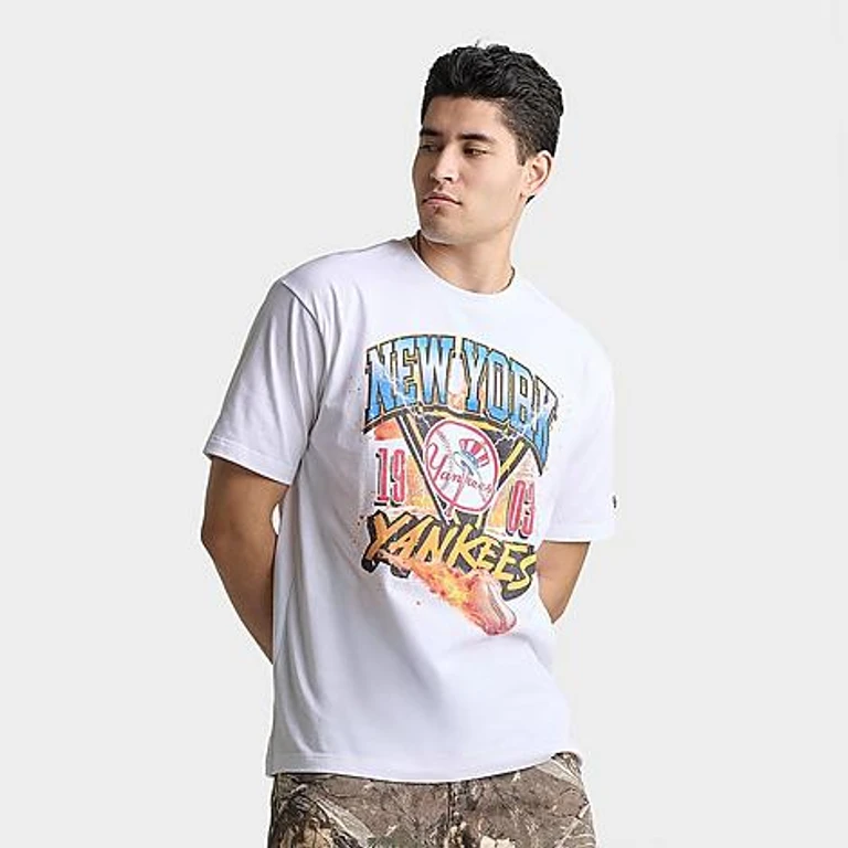 New Era Men's New York Yankees MLB On Fire T-Shirt in White Size: Small