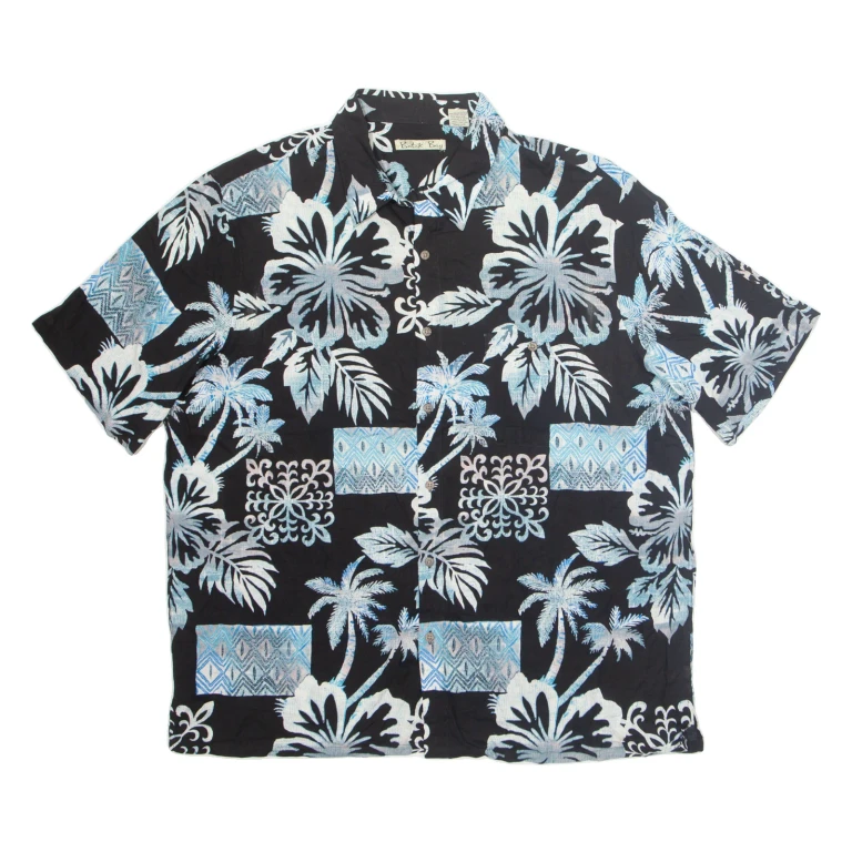 BATIK BAY Mens Hawaiian Shirt Black Floral XL