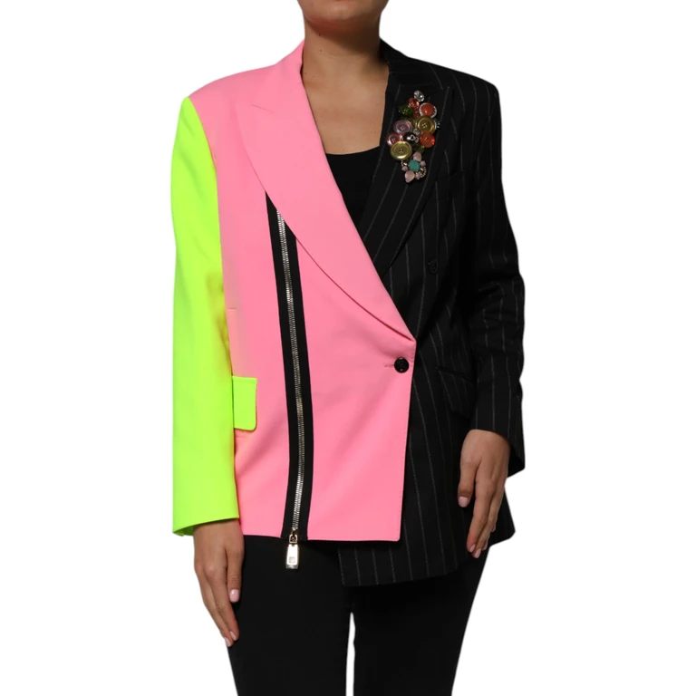 Dolce & Gabbana Multicolor Patchwork Embellished Coat Jacket Clothing - Women