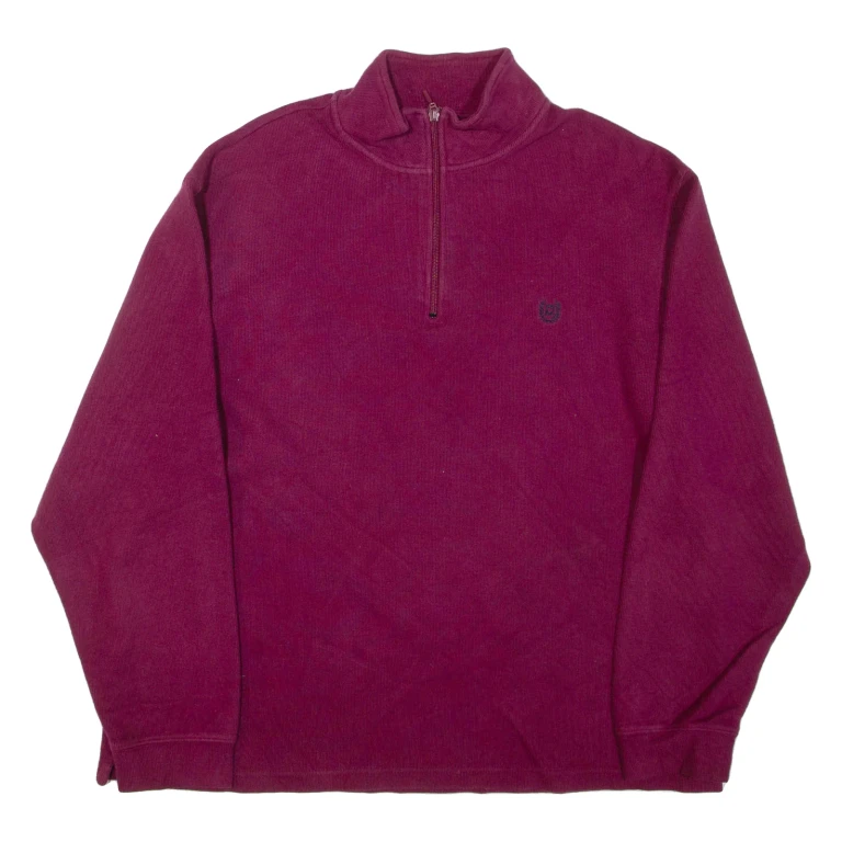 CHAPS Mens Jumper Purple 1/4 Zip Tight Knit L