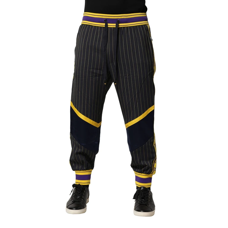 Multicolor Stripes Wool Jogger Pants Virgin Nylon Polyester - Men