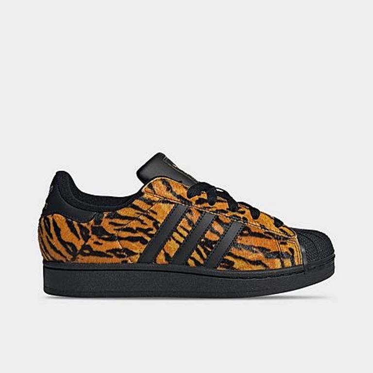 adidas Women's Originals Superstar II Cheetah Print Casual Shoes in Yellow/Core Black/Gold Metallic Size: 5.0