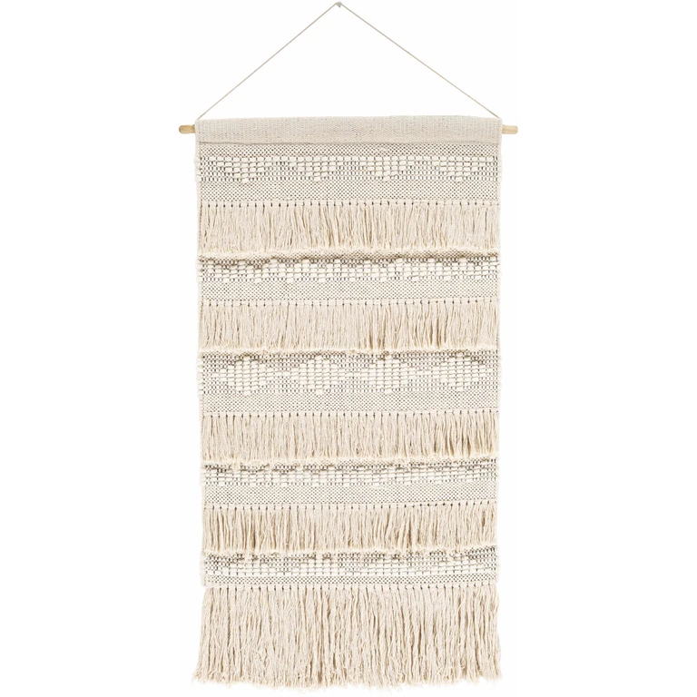 Brookesmith Cream Fringed Patterned Wall Hanging
