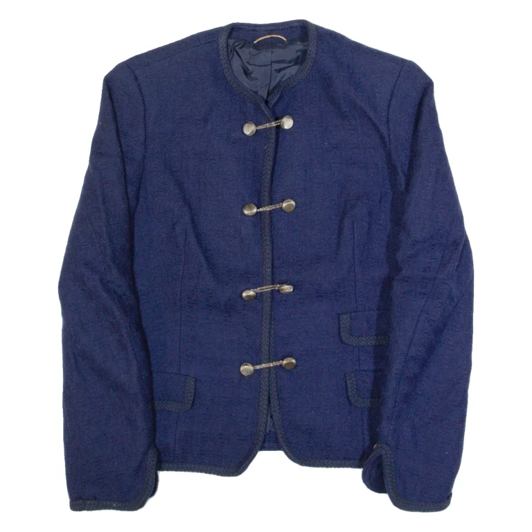 Womens Blazer Jacket Blue Wool 90s S