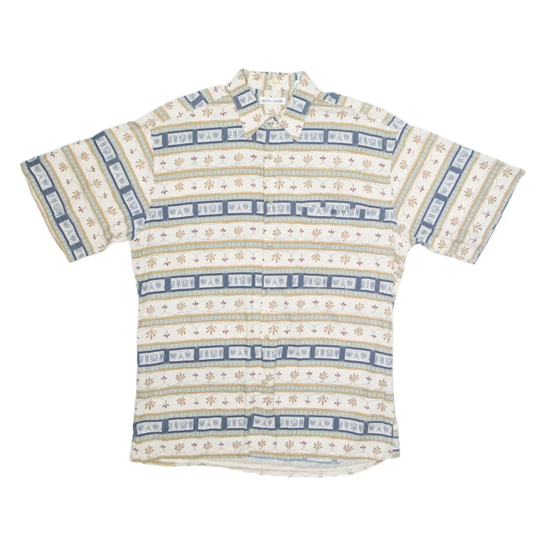 PIERRE CARDIN Mens Shirt Beige Crazy Pattern M