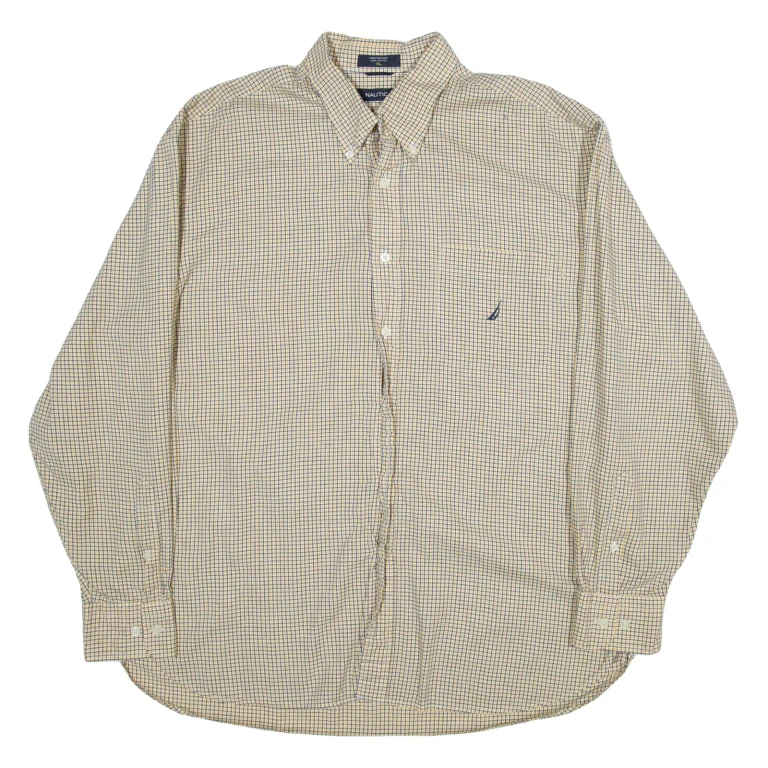 NAUTICA Mens Shirt Yellow Check Long Sleeve XL