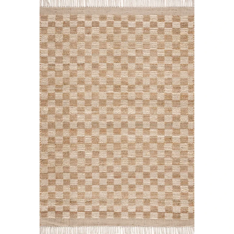 Ionut Checkered Jute Area Rug