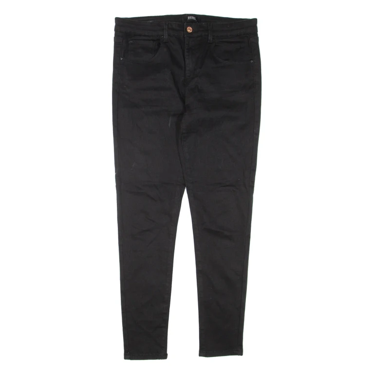 DIESEL Medium Rise Womens Jeans Black Regular Skinny W32 L28