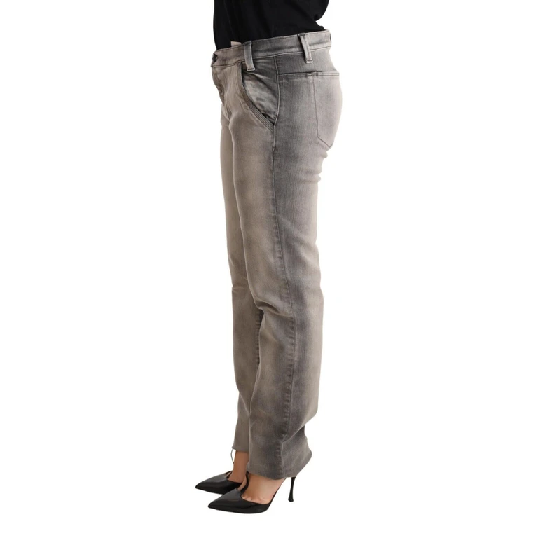 Ermanno Scervino Gray Washed Low Waist Skinny Trouser Cotton Jeans - Women