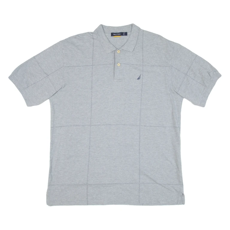 NAUTICA Mens Polo Shirt Grey Check L