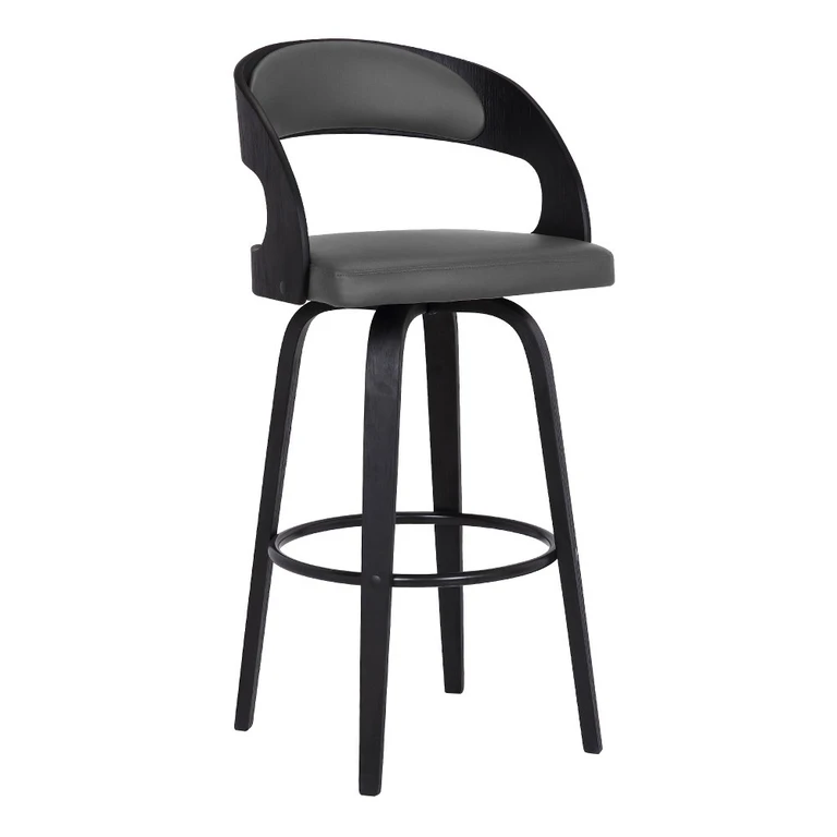 Shelly Gray and Black Swivel Bar Stool
