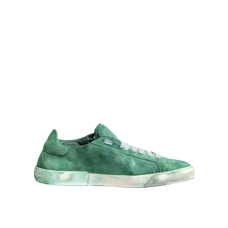 Dolce & Gabbana Green Suade Dg Logo Sole Low Top Sneakers Shoes Suede Leather - Men