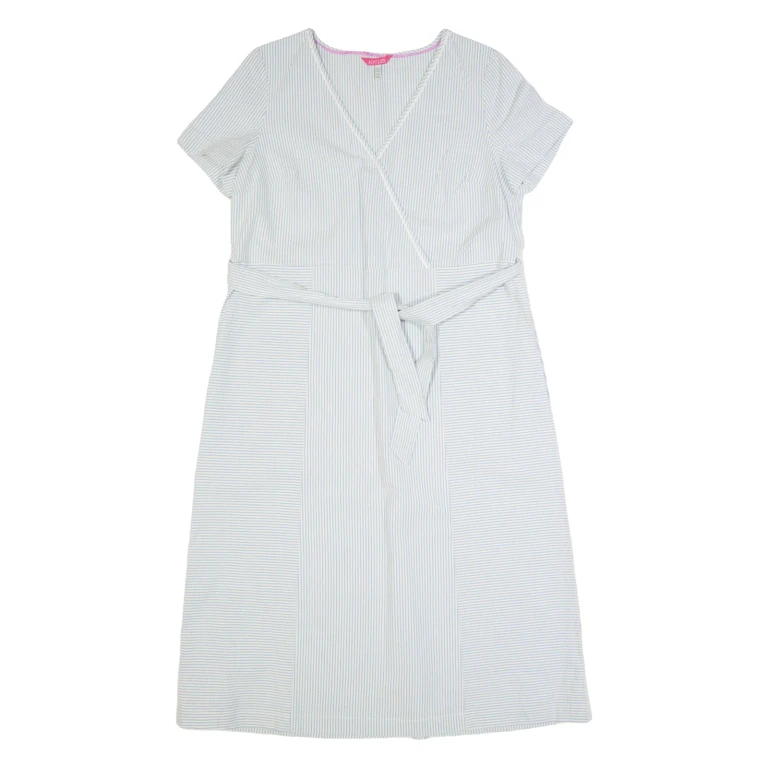JOULES Womens A-Line Dress Blue Striped Short Sleeve Long UK 12