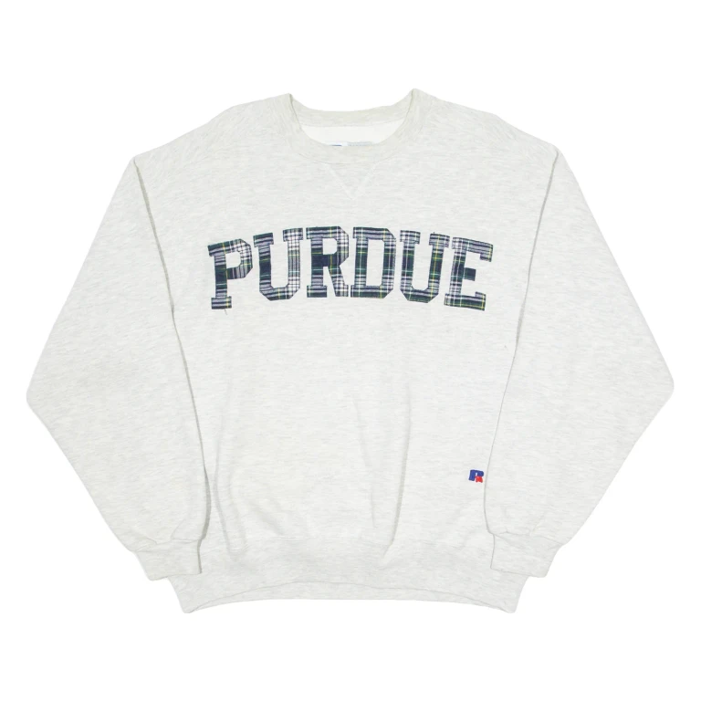 RUSSELL ATHLETIC Purdue University Mens Sweatshirt Grey Crew Neck USA XL