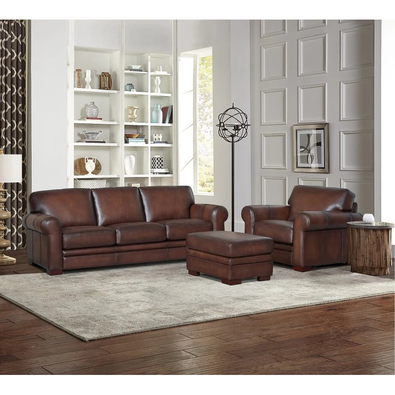 Eglinton Brown Leather 3 Piece Living Room Set
