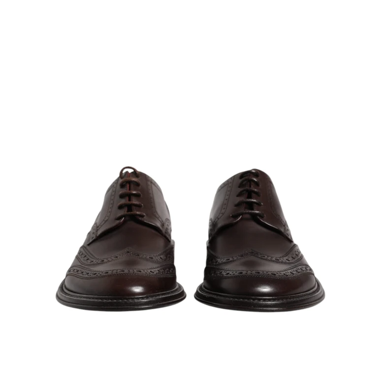 Dolce & Gabbana Brown Leather Derby Wingtip Lace Up Formal Dress Shoes Calf - Men