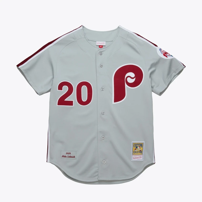 Men's MLB Dark Jersey Phillies 1989 Mike Schmidt