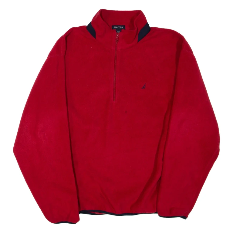 NAUTICA Mens Fleece Red 1/4 Zip 2XL