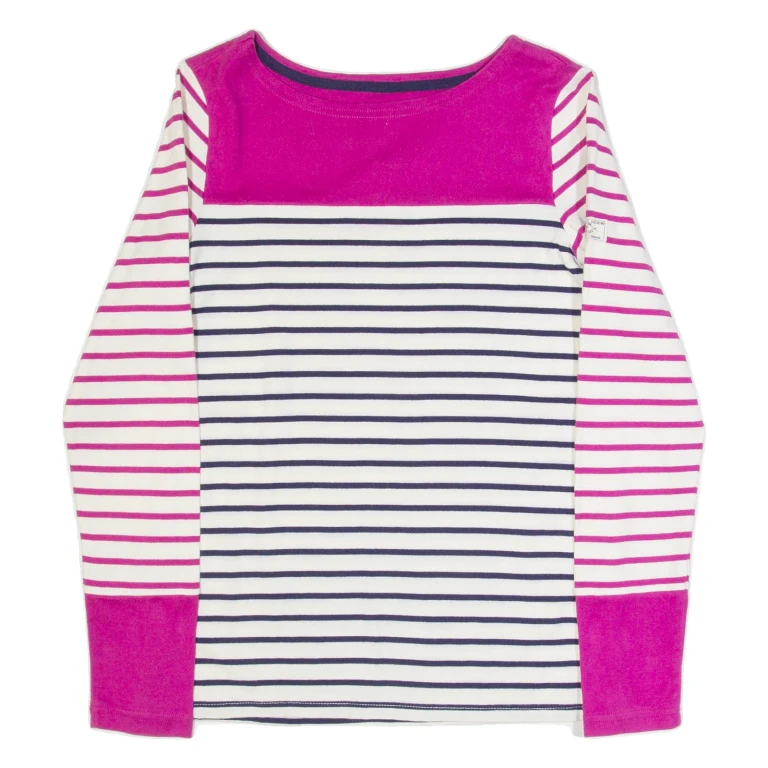 JOULES Womens Patterned Jumper White Striped Tight Knit UK 6