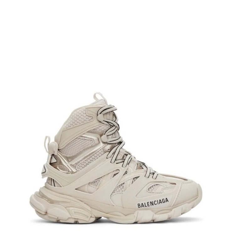 Balenciaga Beige Mesh And Nylon Track Hike Sneakers