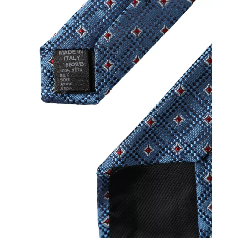 Dolce & Gabbana Blue Patterned Silk Adjustable Men Tie - Men