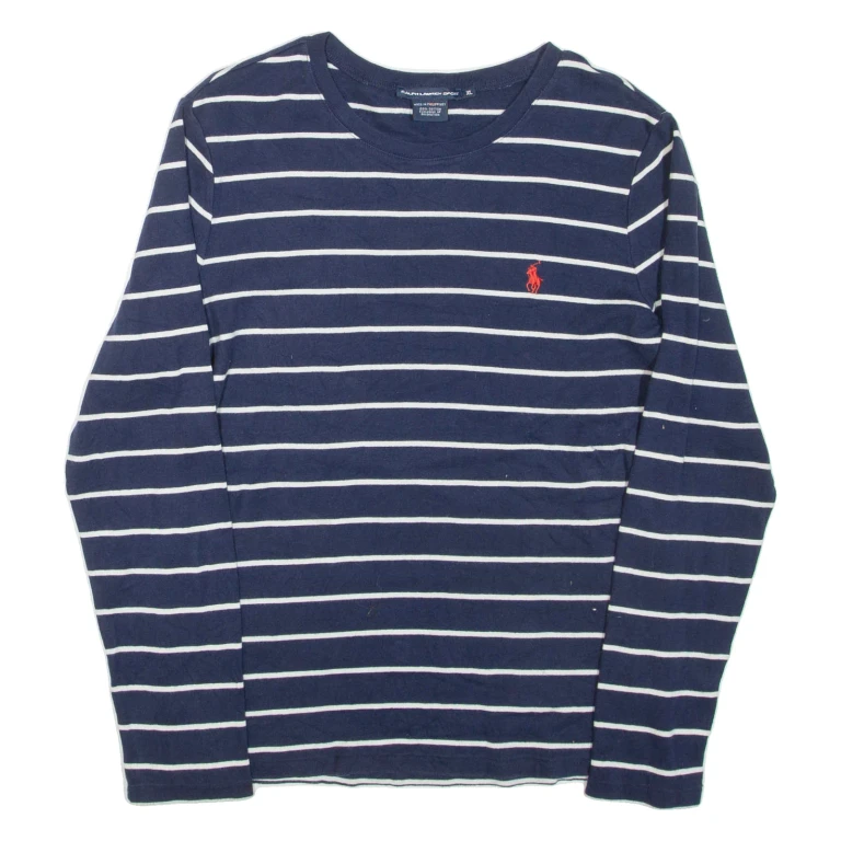 POLO SPORT RALPH LAUREN Womens Patterned Jumper Blue Striped Tight Knit XL